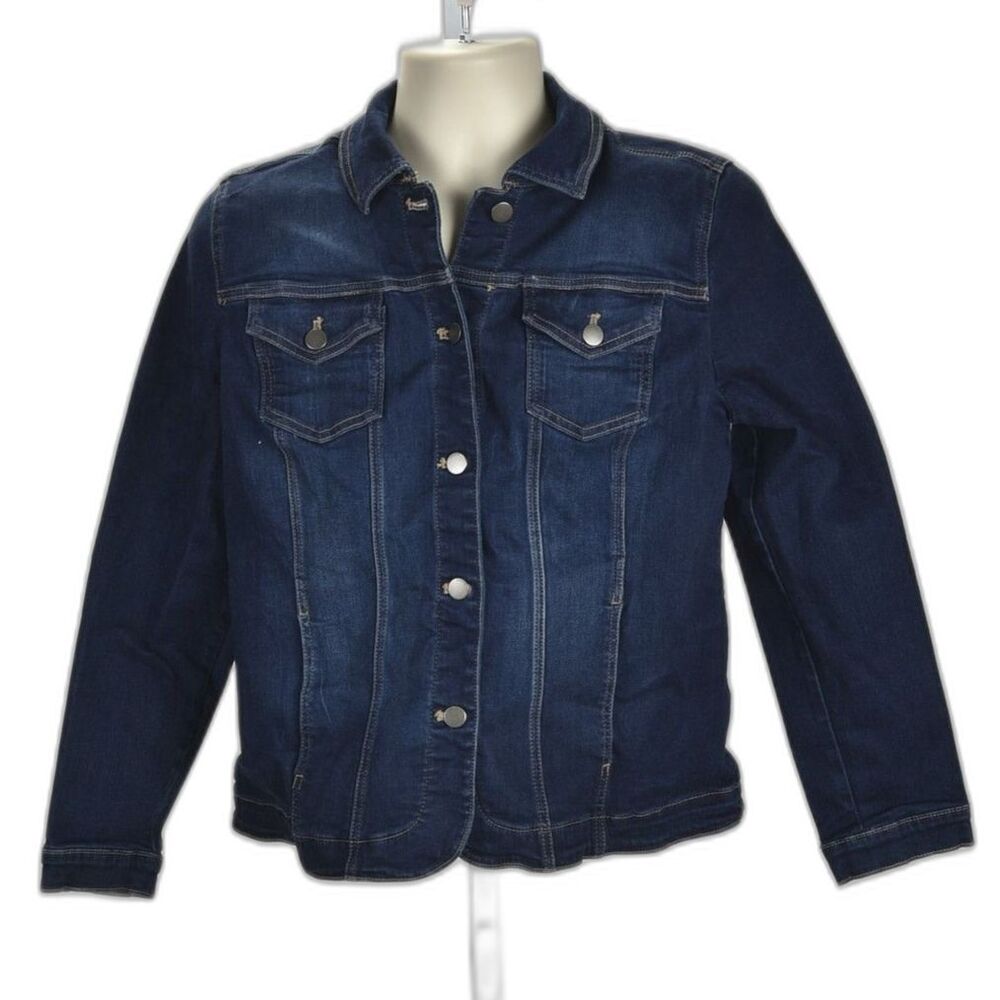 Bobson Vintage Spec Dark Wash Button Down Denim Jean Jacket / Coat Size L